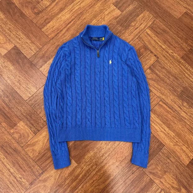 M(100) 폴로 랄프로렌 25FW 하프집업 케이블 니트 