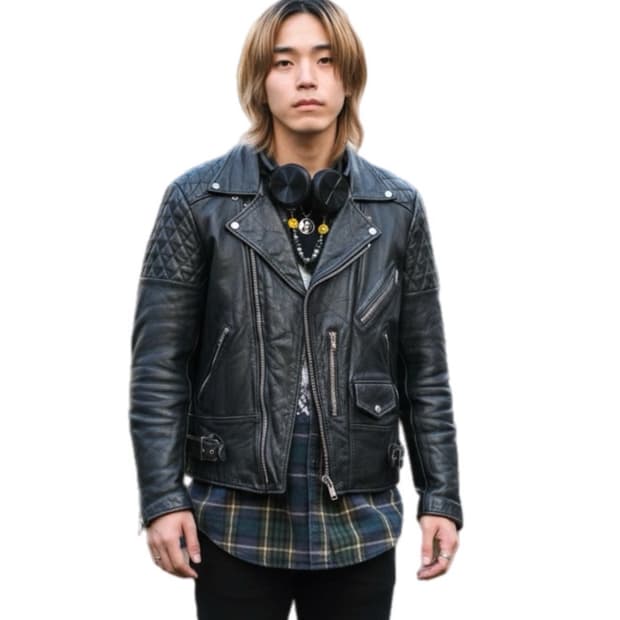 80~90년대 퀄트숄더 초반 카우스킨 라이더자켓