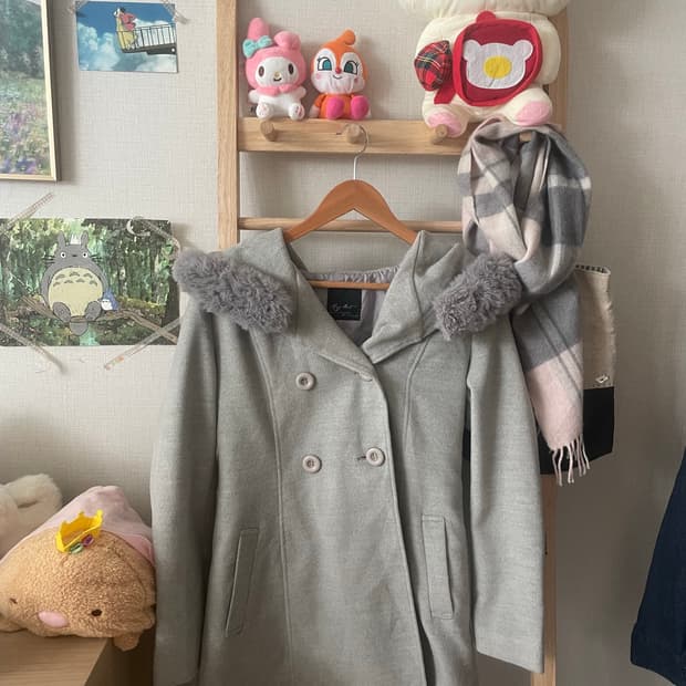 모리걸 빈티지 그레이 퍼후드 코트 🩶