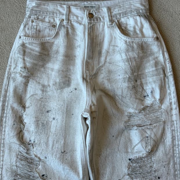 브랜디드 1707 DESTROYED DIRTY WHITE JEANS