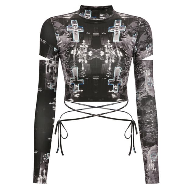 클럿스튜디오 십자가 네온 크로스 크롭탑