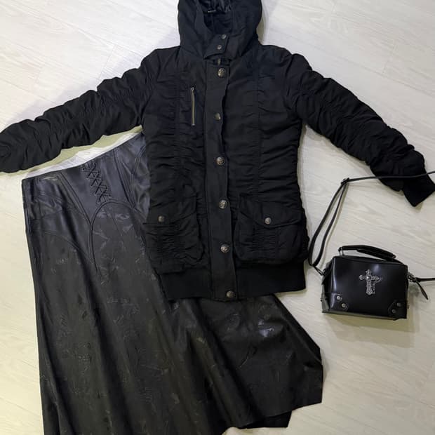 일본 빈티지 대장 올블랙 코디셋 코디 세트 걸코 걸스 갸루 펑크 긱시크