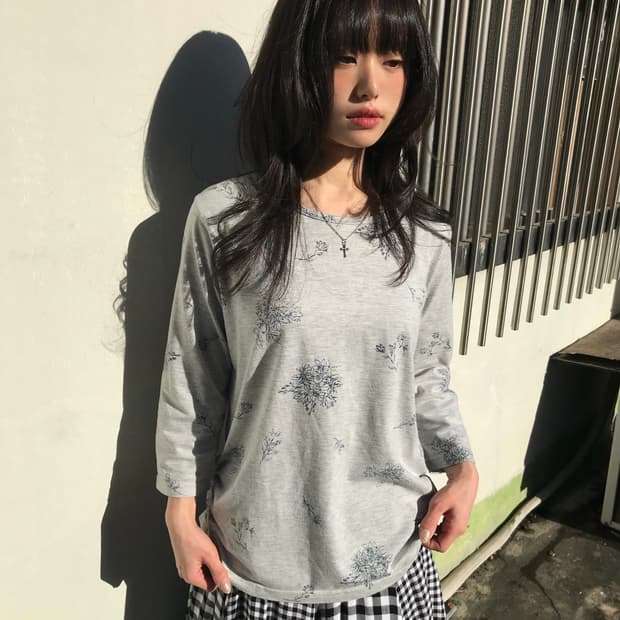 빈티지 그레이 셔링 롱 슬리브