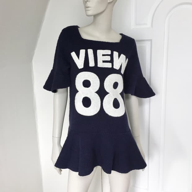 88 Bold Lettering Navy Mini Dress