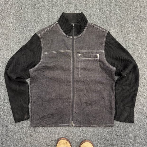 American vintage 흑청 데님 니트자켓