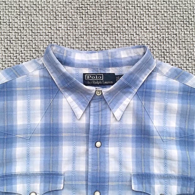 90s Plaid check Pearl snap western shirt