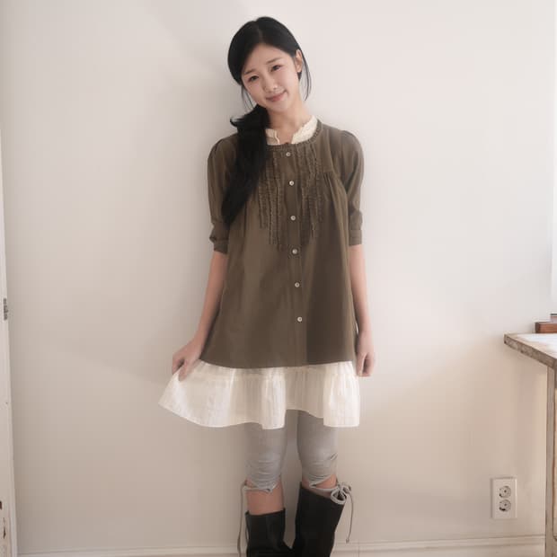 인앤양인하모니 모모 블라우스 카키