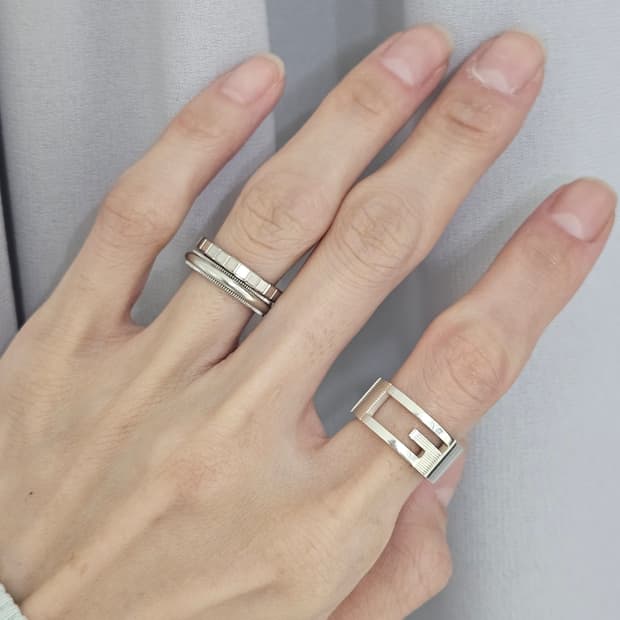 구찌 브랜디드 컷아웃 G 반지 [정품/8호/실측7.5호]