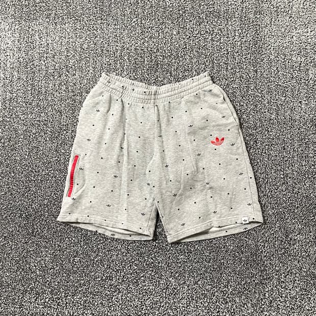 빈티지9. 아디다스 레드 트레포일 도트 패턴 숏팬츠 반바지 스웻