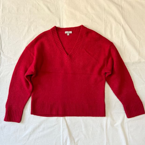 J-Crew 제이크루 V-neck 레드 울 스웨터