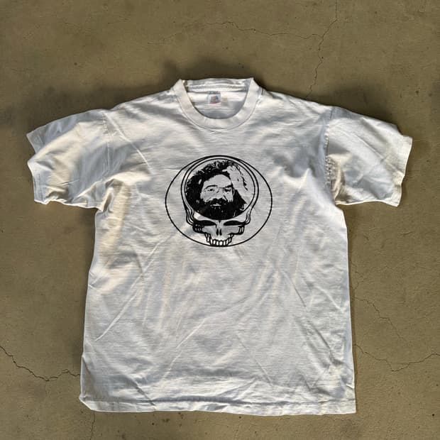 120$ 빈티지 90s Jerry Garcia 티셔츠 XL 그레이티드