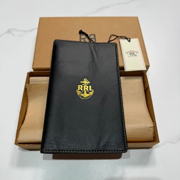 RRL 더블알엘 앵커 로고 가죽 여권 지갑
