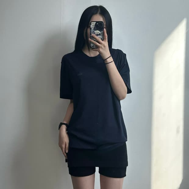 라코스테 자수로고 네이비 반팔 티셔츠