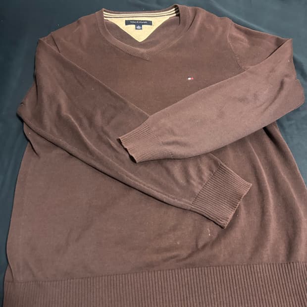 타미힐피거 브이넥 니트 브라운 빈티지 m