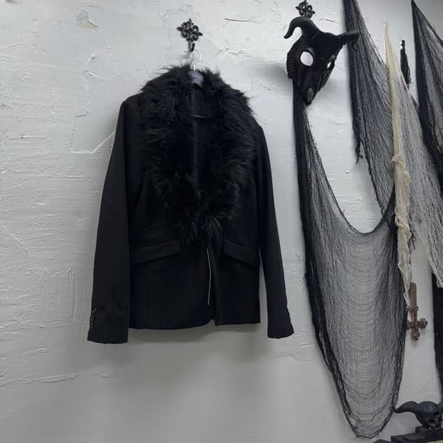 Seana vkei trimming fur tailored jacket