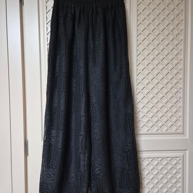 블랙 레이스 와이드 팬츠