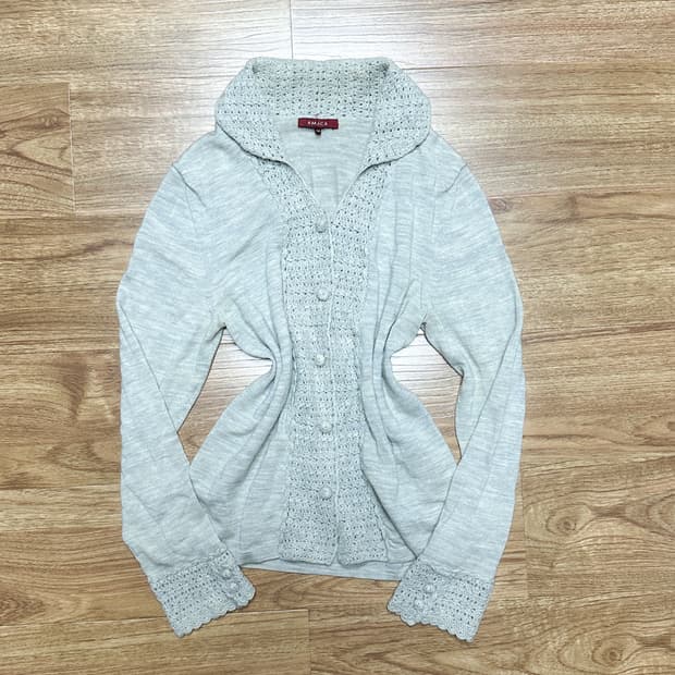 빈티지 니트 레이스 단추 니트 가디건 모리걸 아오이유우 코이세이오깔 고스