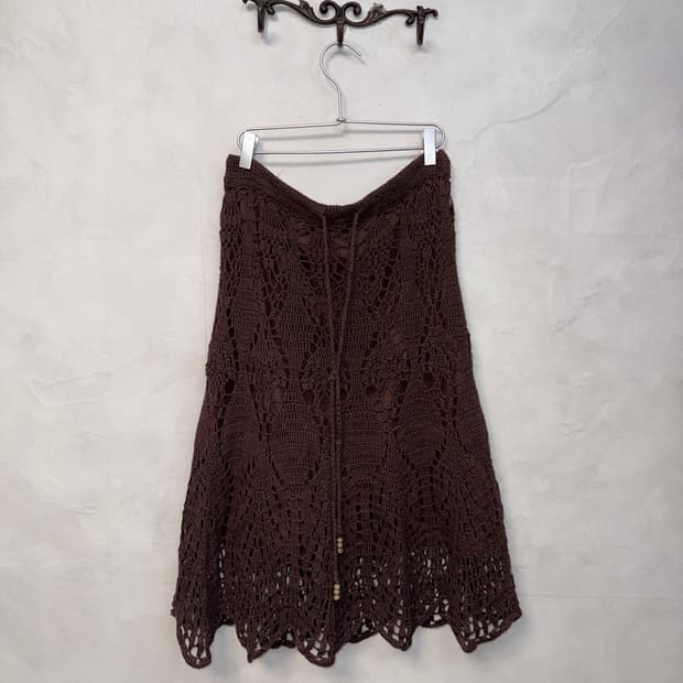 Dark brown fairy hippie crochet skirt