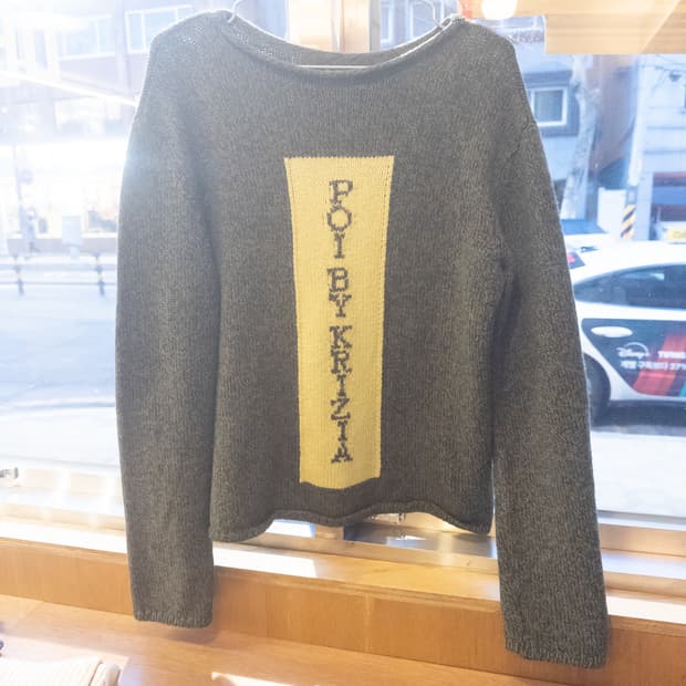 POI BY KRIZIA 카키 니트 스웨터