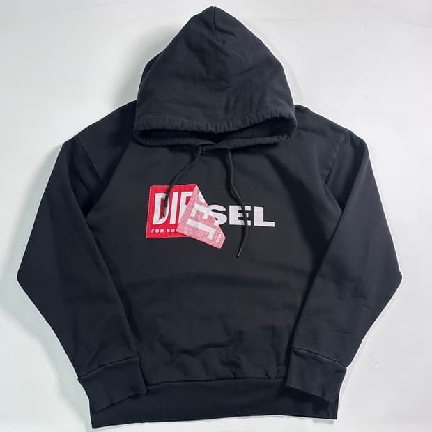디젤 로고 블랙 후드티