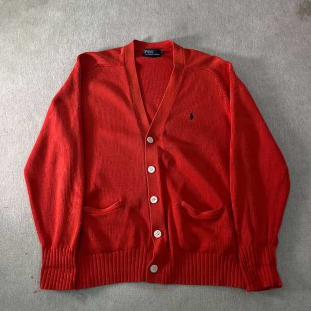100 폴로랄프로렌 90s 신한인터네셔널 주황 가디건
