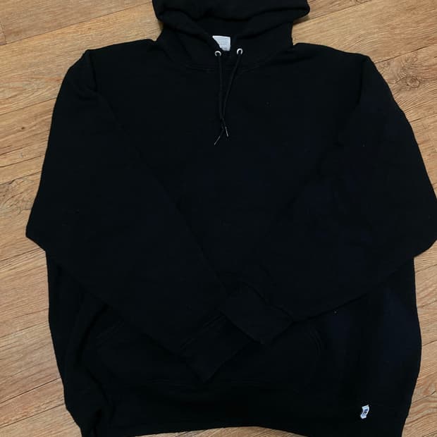 빈티지 러셀 블랙 후드 스웻