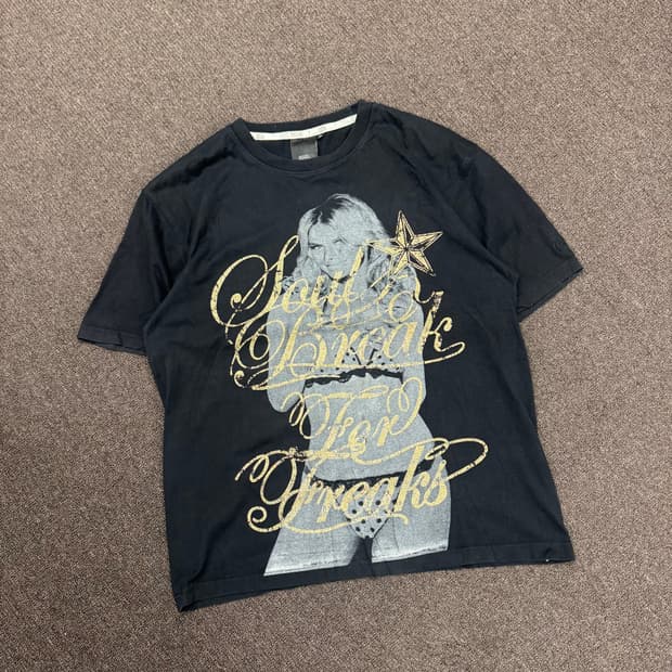 XL)SOUL BREAK 빈티지 여성 프린팅 블랙 반팔