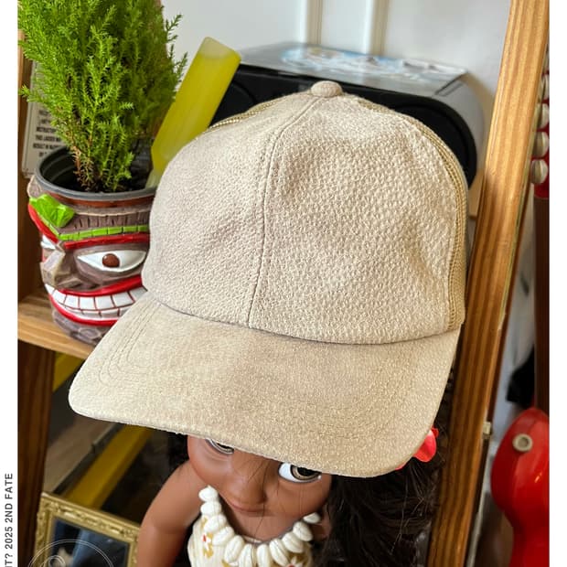 Vintage Real Leather Mesh Trucker Cap