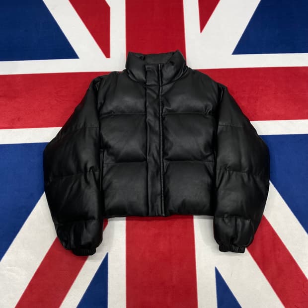 블랙아웃 레더 크롭패딩 여성 free