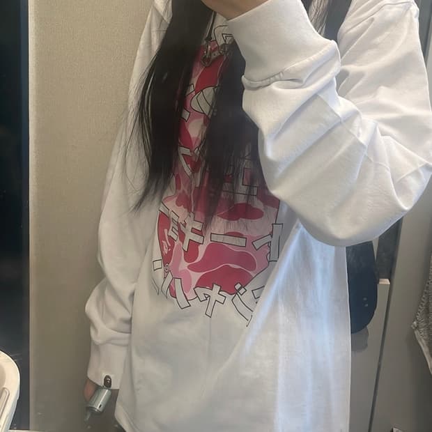 베이프 Bape 후쿠오카 핑크 롱슬리브 M