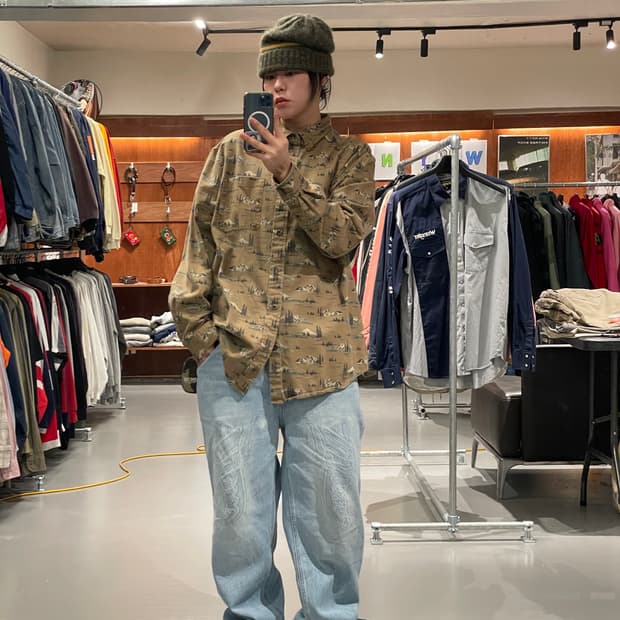 빈티지 패턴 워크 셔츠