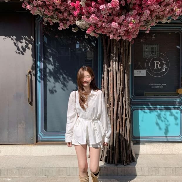 [새 상품] zaenio 리본 보이프렌드 셔츠 (white)