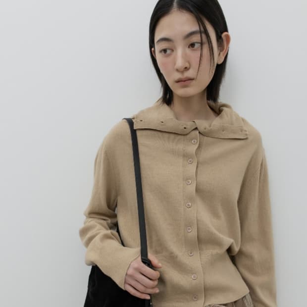 Gbh 메리노울 하이넥 가디건