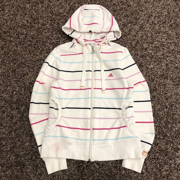 아디다스 스트라이프 딱붙 후드집업