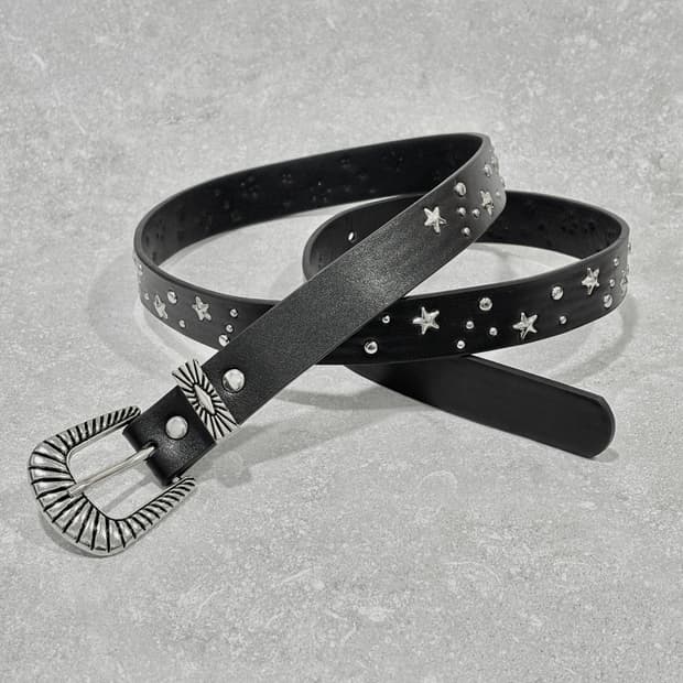 Oribell 별 스터드 클래식 웨스턴 가죽 벨트