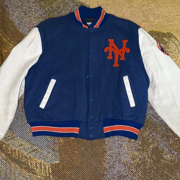 90s 뉴욕메츠 PYRAMID 야구(mlb) 가죽 바시티 자켓 L