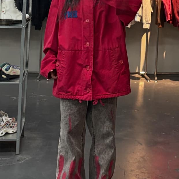 베네통 스펠아웃 레드 자켓 A3433