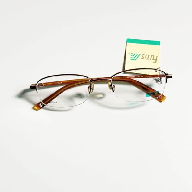 90s FUTIS 브라운 메탈 스퀘어 반무테 빈티지 안경