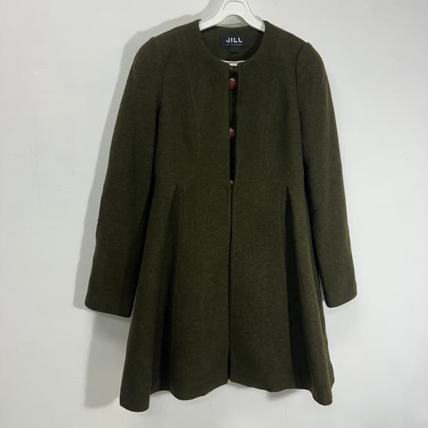 우먼S 질스튜어트 카키 논카라 원피스 코트