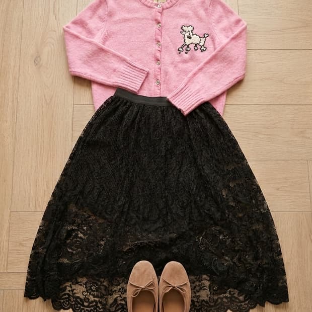 [러블리&시크] 새상품블랙 레이스 롱 스커트 판매합니다