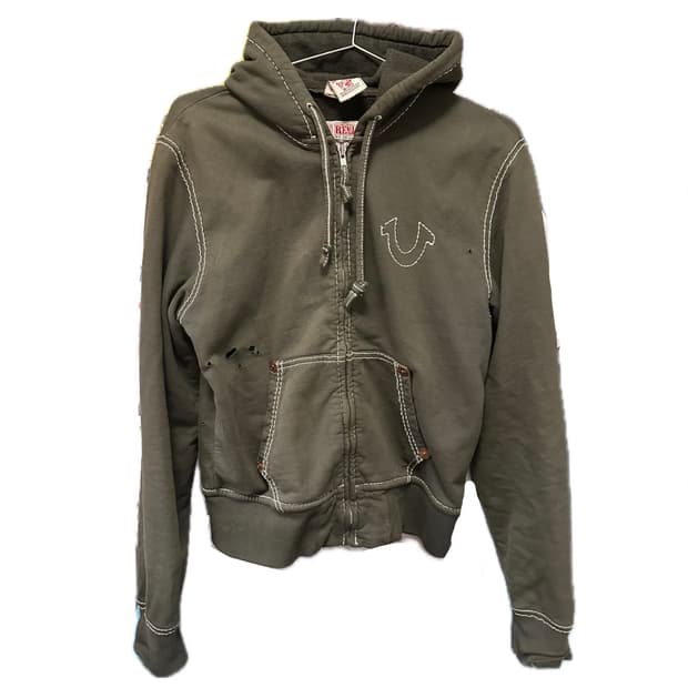 00‘s 트루릴리젼 디스트레스드 레이저 커팅 후드집업