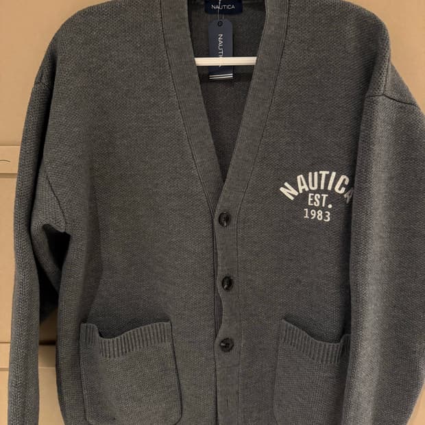 [새상품-XL]NAUTICA JP V넥 가디건 차콜