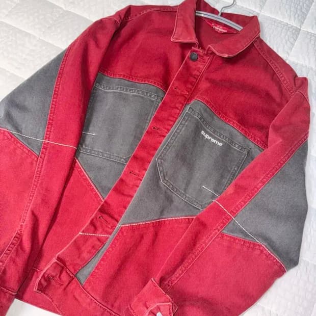 슈프림 22fw 투톤 데님 자켓 레드