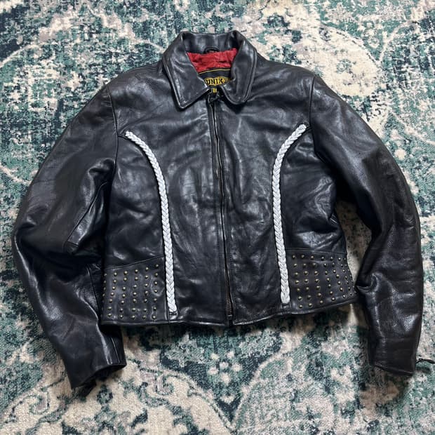 90s UNIK real Leather pakistan 가죽 자켓(L)