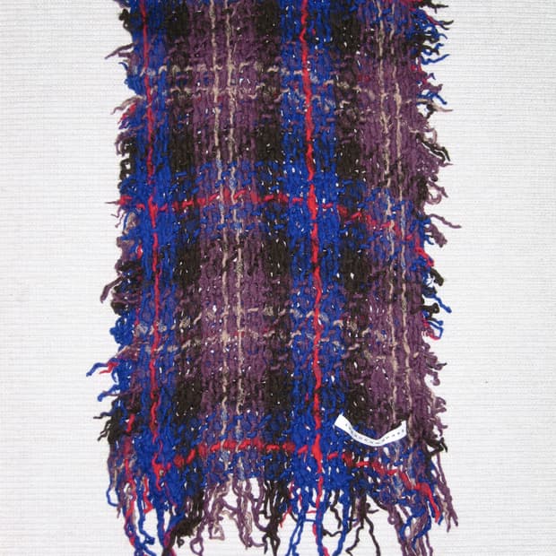 Sunao Kuwahara 그런지 체크 니트 머플러