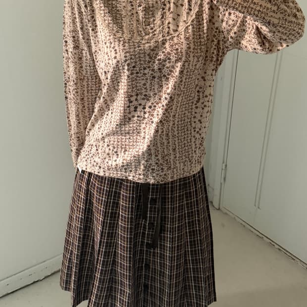 일본빈티지 모리 잔꽃 레이스 롱슬리브