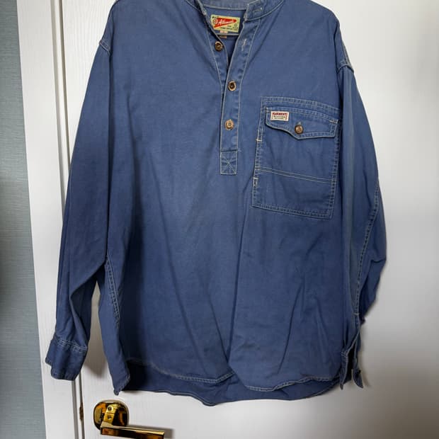 빈티지 하프 데님 셔츠 차이나넥 L 105