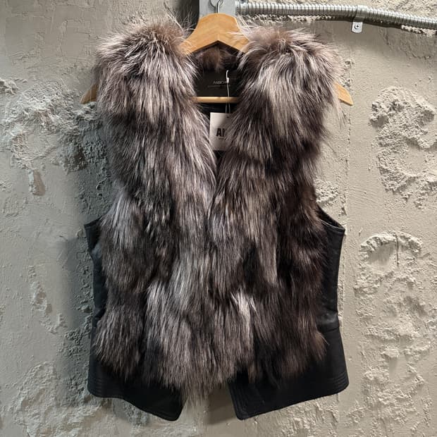 안식(ANSICH) 폭스퍼 밍크 레더 베스트