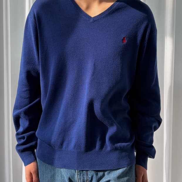 [XL]폴로 랄프로렌 피마코튼 브이넥 니트