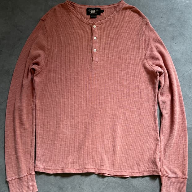 RRL 더블알엘 핑크 헨리넥 롱슬리브